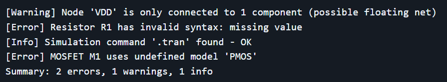 SPICE Netlist Linter